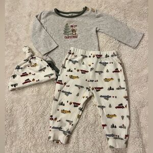 Chick Pea Gray and Green My 1st Christmas Outfit 6-9 M